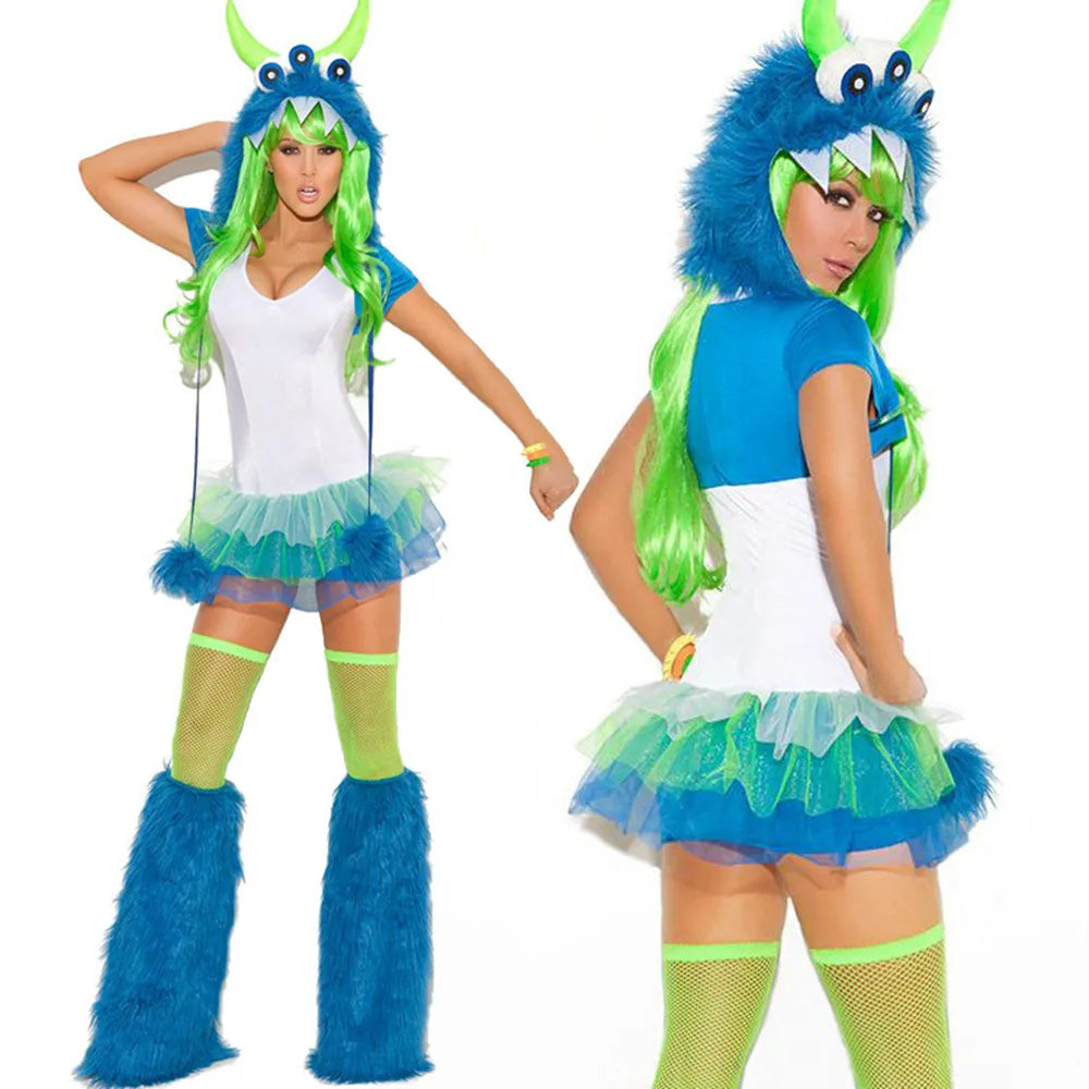 Deluxe Plush Monster Animal Costume for Adult Leopard Fox Cat Girl Cosplay Costume Halloween Costumes Women Fancy Party Dress Up