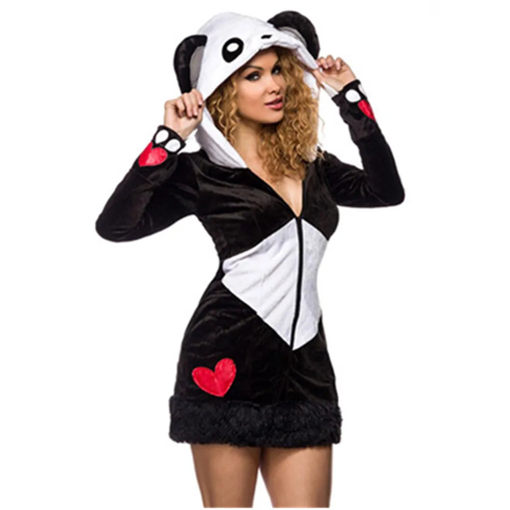 Deluxe Plush Monster Animal Costume for Adult Leopard Fox Cat Girl Cosplay Costume Halloween Costumes Women Fancy Party Dress Up