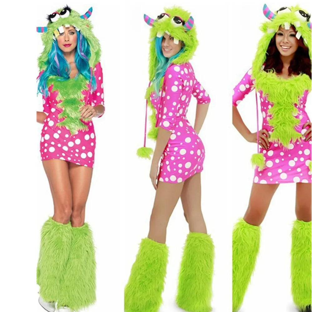Deluxe Plush Monster Animal Costume for Adult Leopard Fox Cat Girl Cosplay Costume Halloween Costumes Women Fancy Party Dress Up