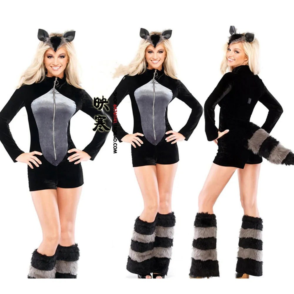 Deluxe Plush Monster Animal Costume for Adult Leopard Fox Cat Girl Cosplay Costume Halloween Costumes Women Fancy Party Dress Up