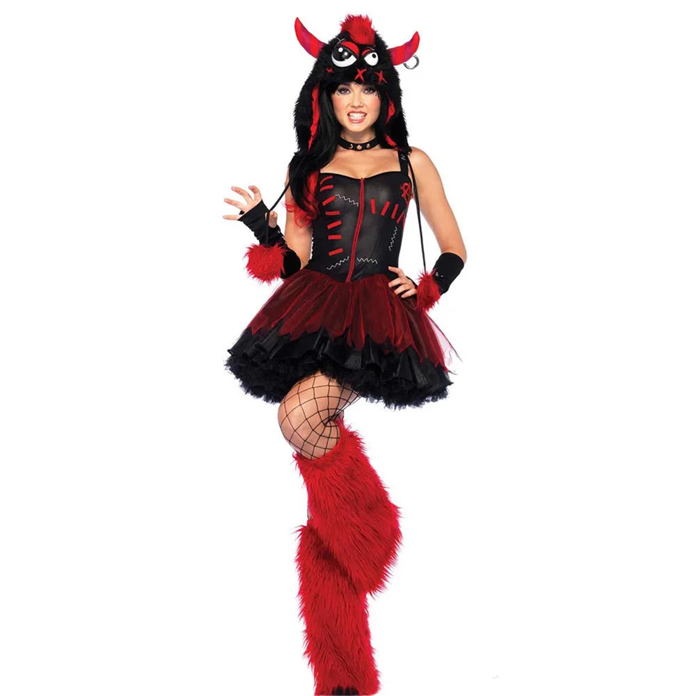 Deluxe Plush Monster Animal Costume for Adult Leopard Fox Cat Girl Cosplay Costume Halloween Costumes Women Fancy Party Dress Up