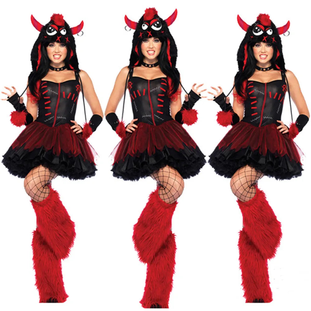 Deluxe Plush Monster Animal Costume for Adult Leopard Fox Cat Girl Cosplay Costume Halloween Costumes Women Fancy Party Dress Up