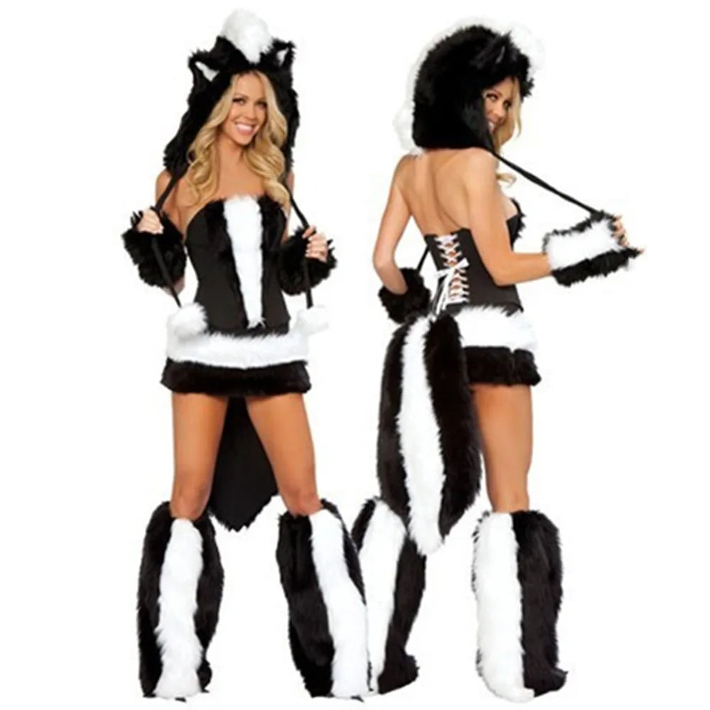 Deluxe Plush Monster Animal Costume for Adult Leopard Fox Cat Girl Cosplay Costume Halloween Costumes Women Fancy Party Dress Up
