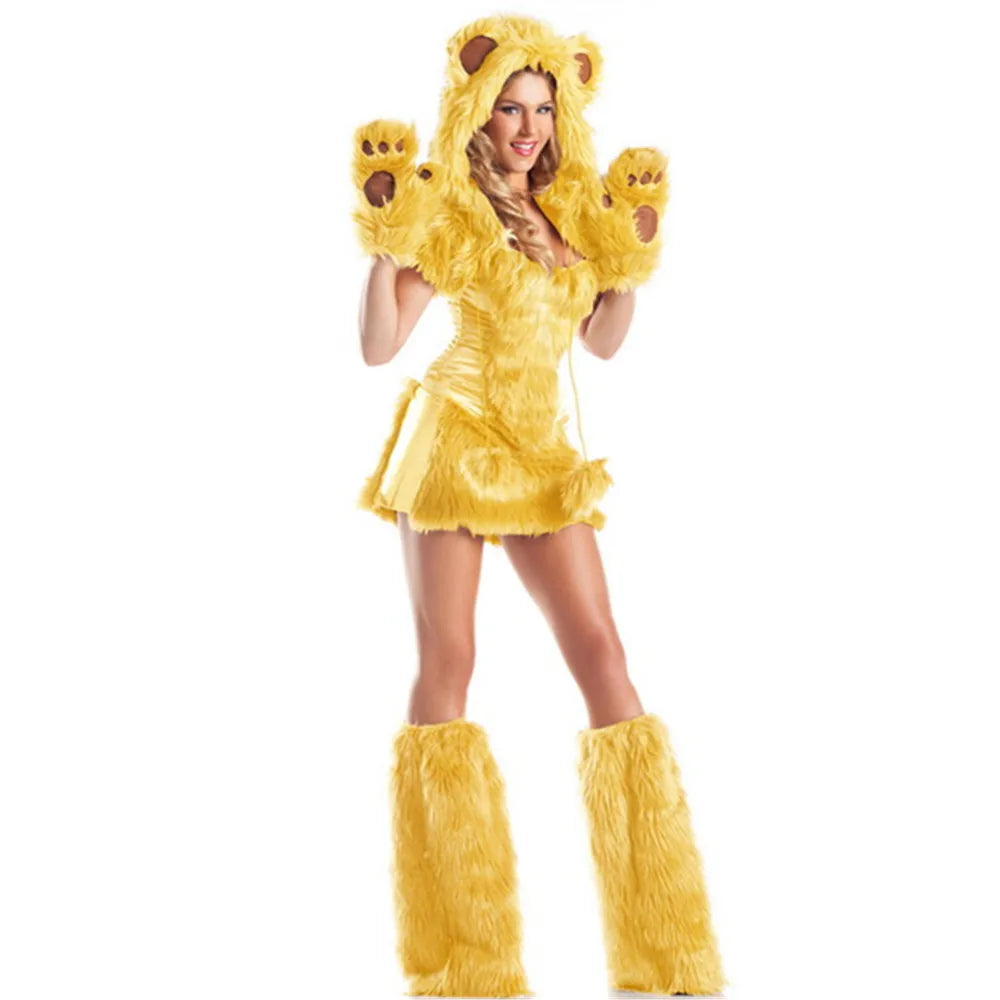 Deluxe Plush Monster Animal Costume for Adult Leopard Fox Cat Girl Cosplay Costume Halloween Costumes Women Fancy Party Dress Up