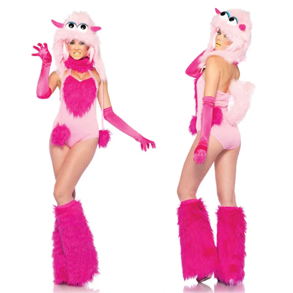 Deluxe Plush Monster Animal Costume for Adult Leopard Fox Cat Girl Cosplay Costume Halloween Costumes Women Fancy Party Dress Up