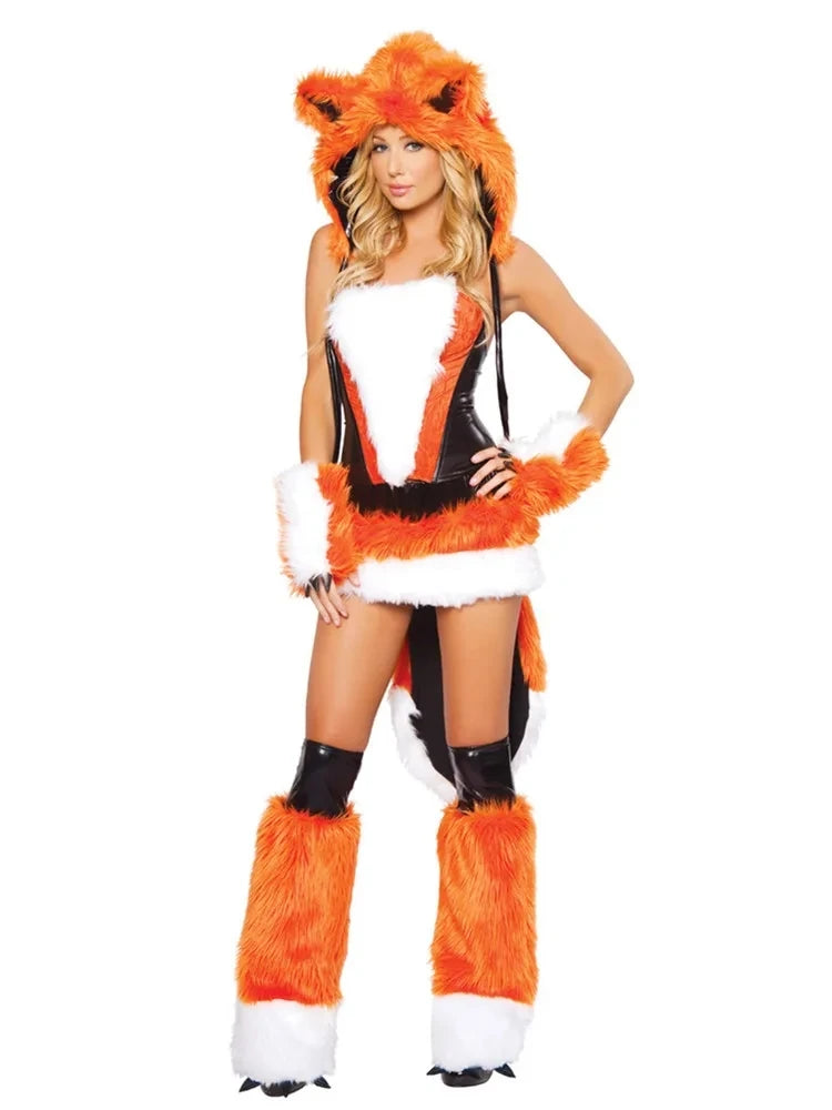 Deluxe Plush Monster Animal Costume for Adult Leopard Fox Cat Girl Cosplay Costume Halloween Costumes Women Fancy Party Dress Up