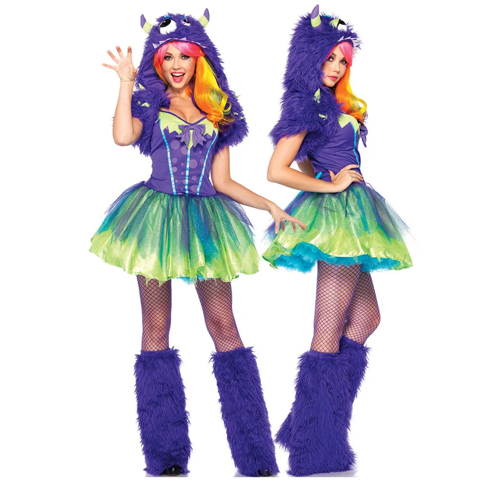 Deluxe Plush Monster Animal Costume for Adult Leopard Fox Cat Girl Cosplay Costume Halloween Costumes Women Fancy Party Dress Up