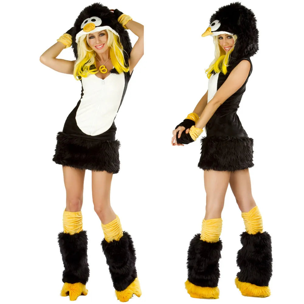 Deluxe Plush Monster Animal Costume for Adult Leopard Fox Cat Girl Cosplay Costume Halloween Costumes Women Fancy Party Dress Up