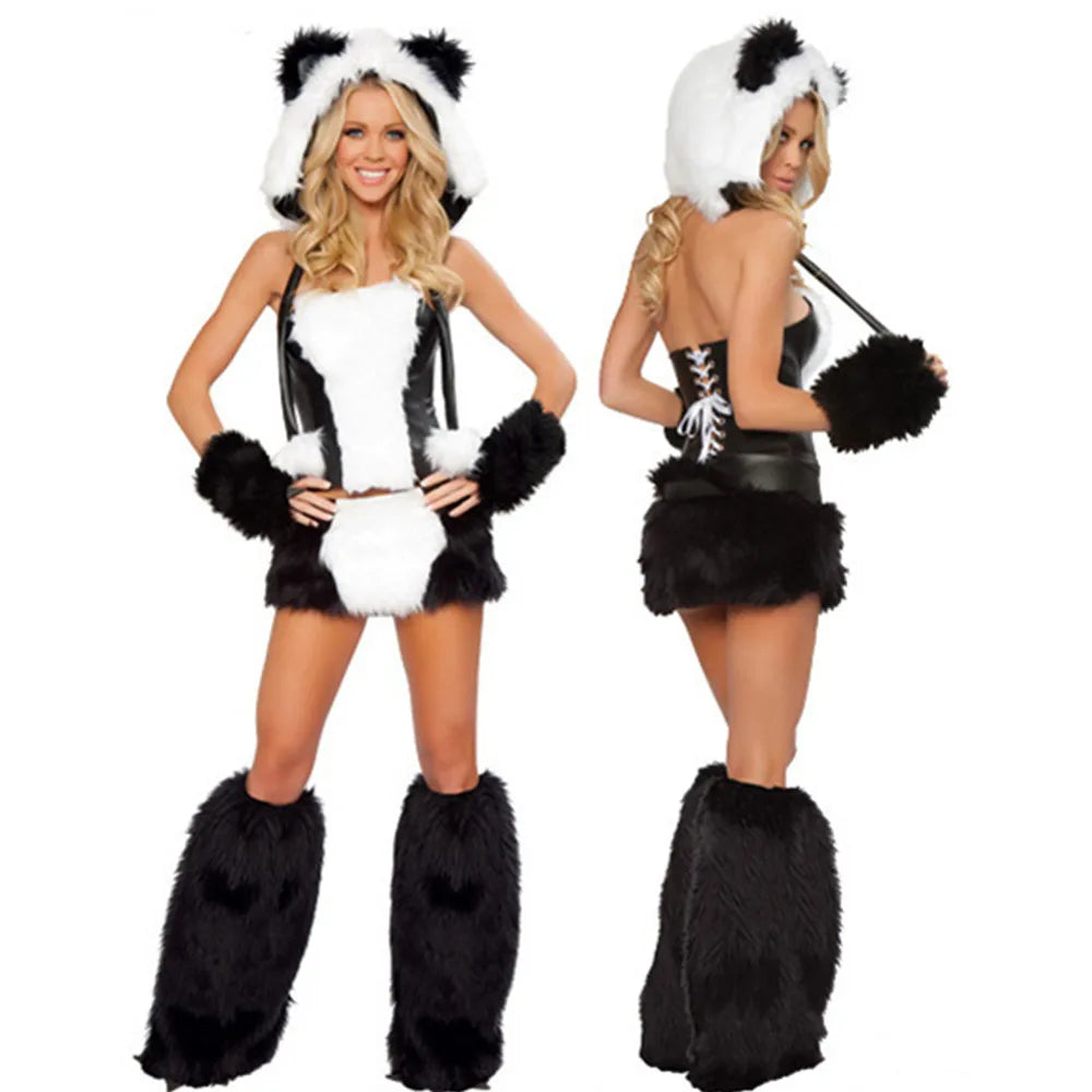 Deluxe Plush Monster Animal Costume for Adult Leopard Fox Cat Girl Cosplay Costume Halloween Costumes Women Fancy Party Dress Up