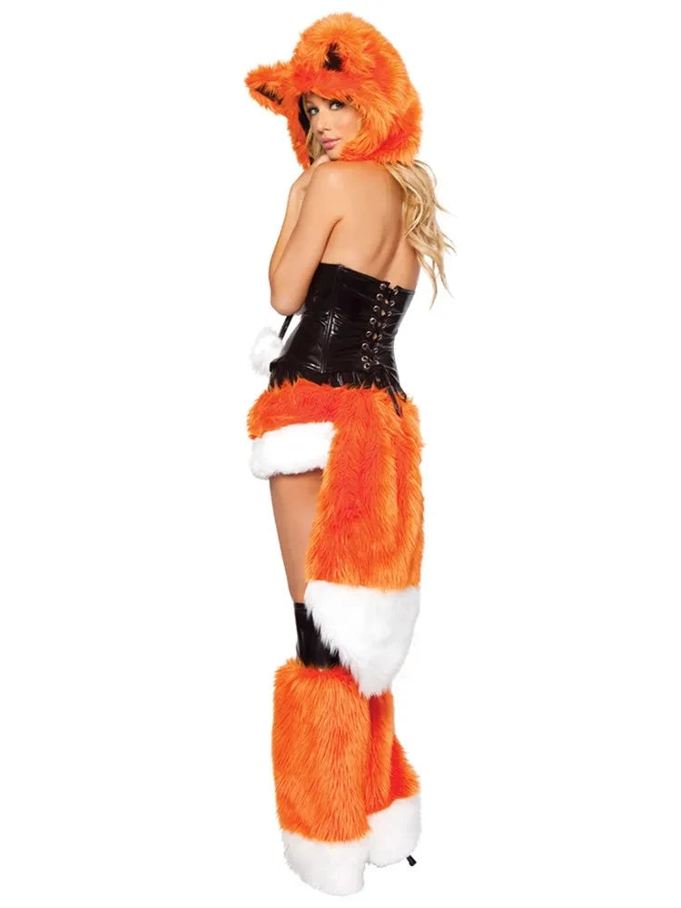 Deluxe Plush Monster Animal Costume for Adult Leopard Fox Cat Girl Cosplay Costume Halloween Costumes Women Fancy Party Dress Up