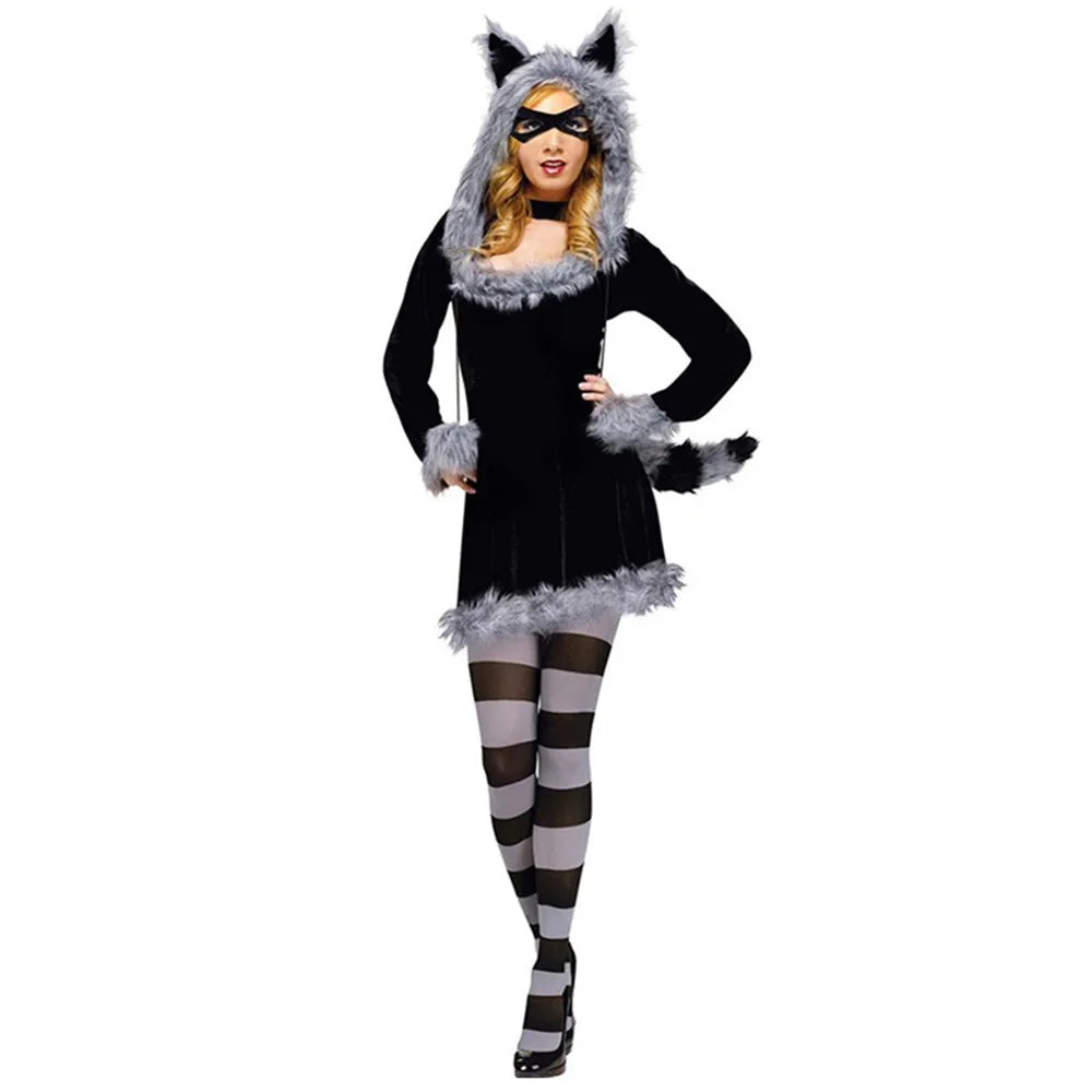 Deluxe Plush Monster Animal Costume for Adult Leopard Fox Cat Girl Cosplay Costume Halloween Costumes Women Fancy Party Dress Up